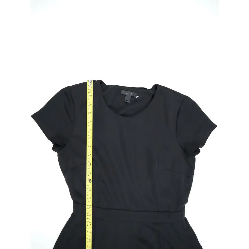 J.Crew Black Wide Leg Cropped Jumpsuit Open Back Career Minimalist Quiet Luxury